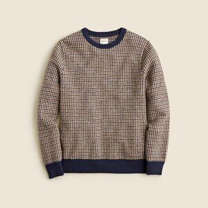 Merino wool-blend sweater in houndstooth jacquard Size M Brown/Blue